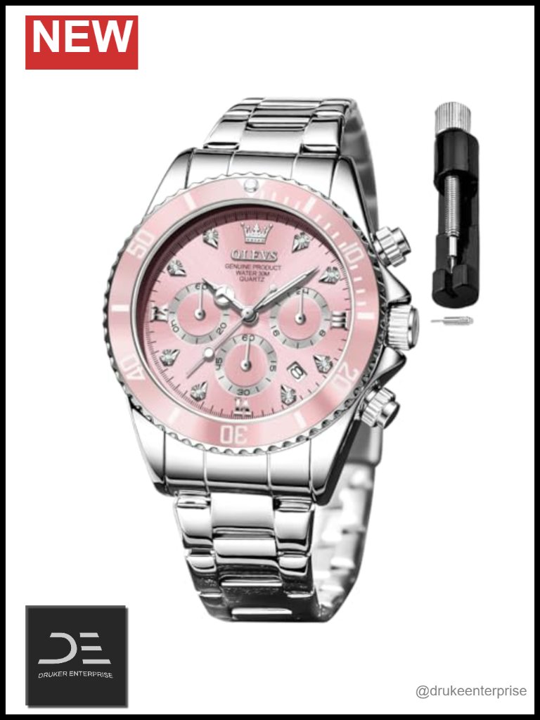 Ladies Analog Quartz Stainless Steel Watch With Day Date